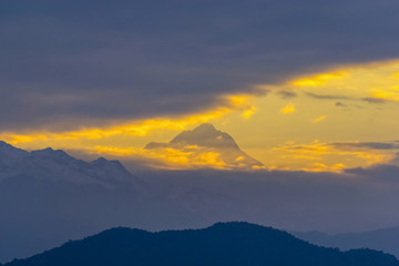 Evening view of Ama Dablam on the way to Everest Base Camp. Nepal