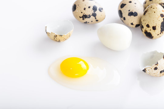 boiled and broken quail egg