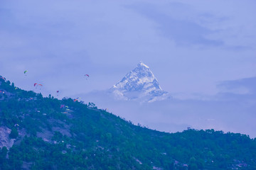 Evening view of Ama Dablam on the way to Everest Base Camp. Nepal