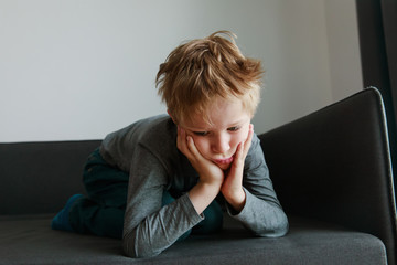sad tired overload young boy, stress and depression
