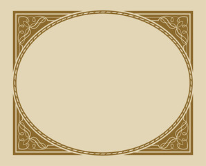 Decorative oval monochrome frame. For card, label.