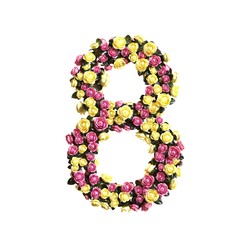 Flowered numbers floral collection 3d illustration