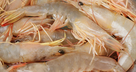 Stack of fresh shrimp