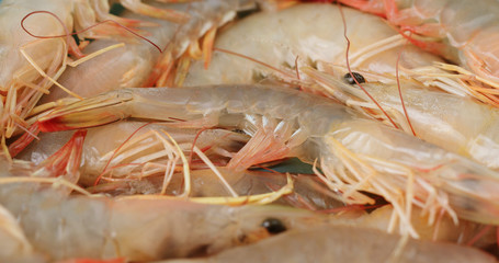 Stack of fresh shrimp