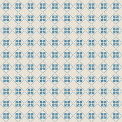 Abstract seamless pattern of geometric shapes. Squares, rhombuses and lines. Light yellow and blue