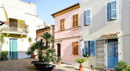 Fototapeta na wymiar Colored houses of the Adriatic coast