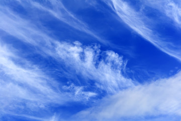 background - blue day sky with white cirrus clouds