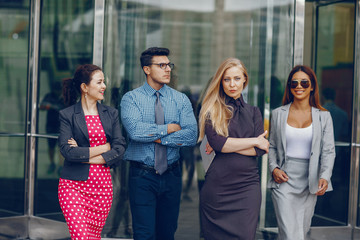 businessman in a summer city
