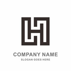 Monogram Letter H Geometric Square Architecture Interior Construction Business Company Stock Vector Logo Design Template