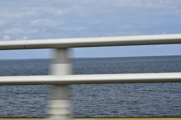 The Atlantic from a car moving fast on a bridge
