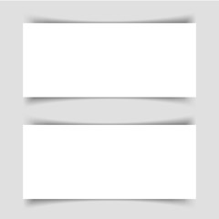 Obraz premium Mok-up of two narrow horizontal flyers with shadow on a gray background. Template for the presentation of banners, posters, postcards and invitations. Vector illustration.