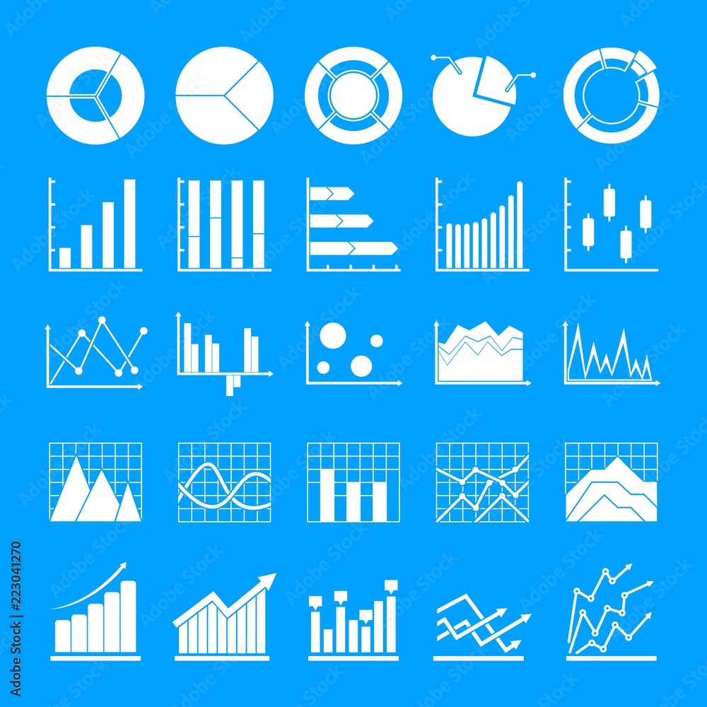 Aufkleber chart diagram icon set. simple illustration of 25 chart diagram vector icon for any web design