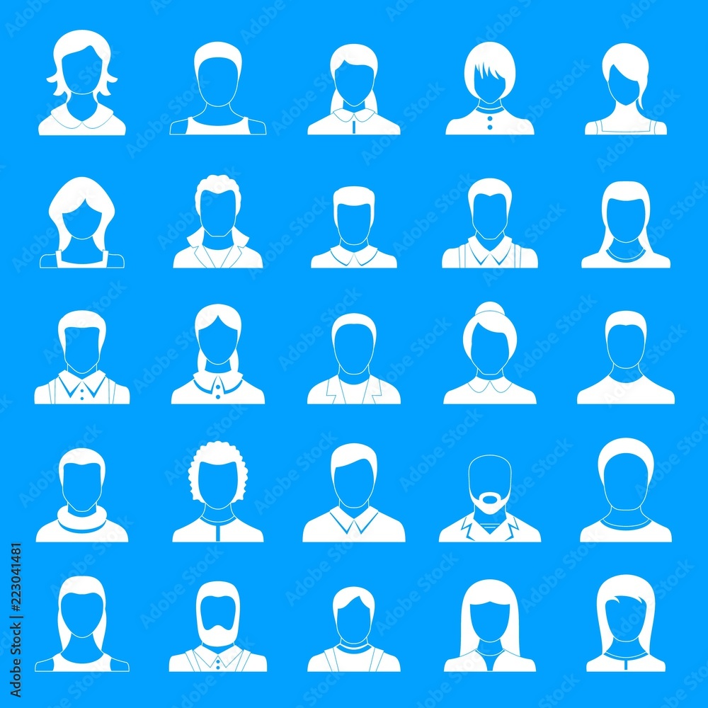 Poster avatar user icon set. simple illustration of 25 avatar user vector icons for web