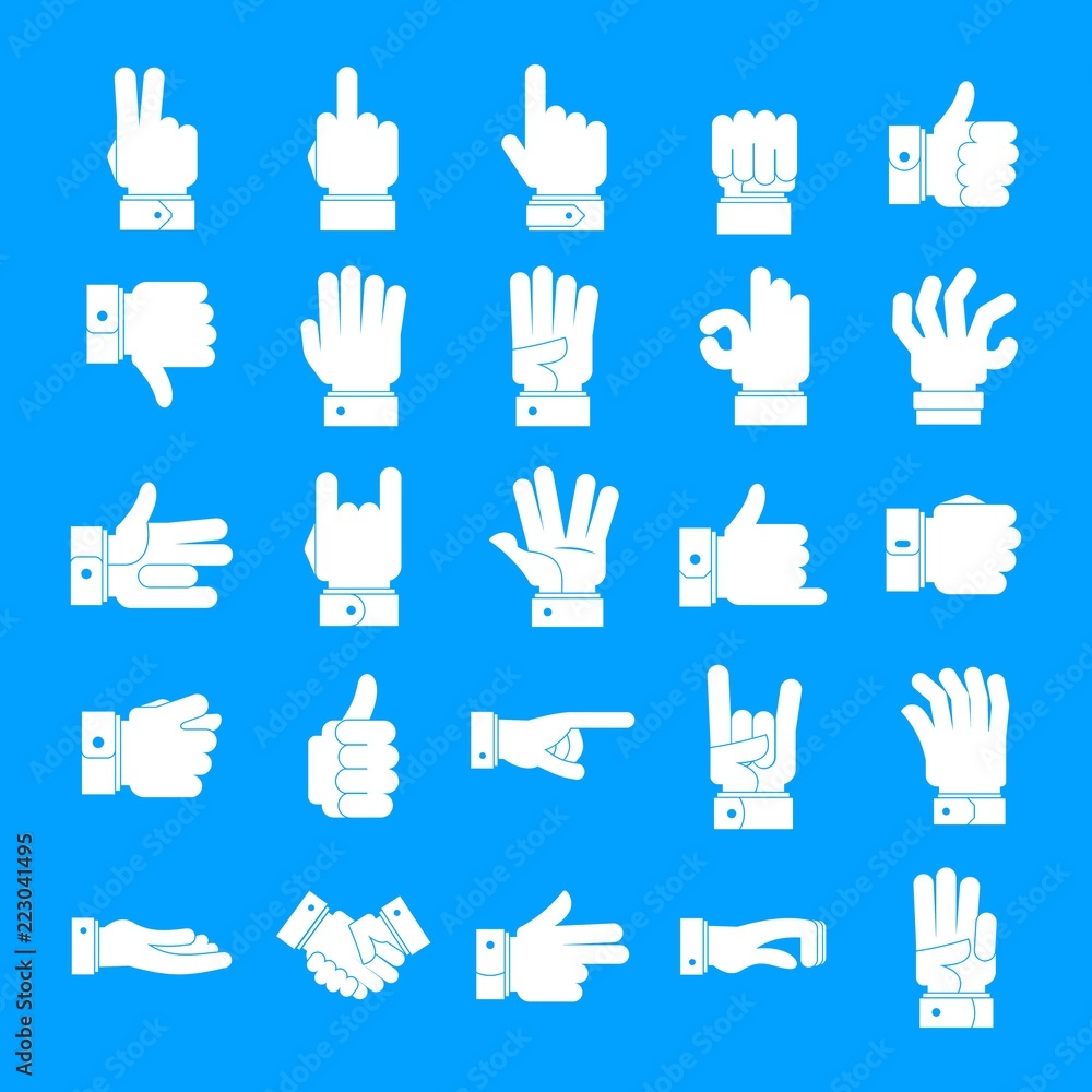 Poster gesture icons set. simple illustration of 25 gesture vector icons for web