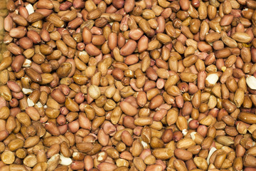 Crude peanuts. Top view. Background. Beans. 