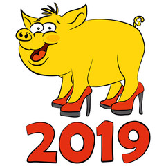 2019, animal, pigs, pig, symbol year, happy new year, new, new year 2019, art, symbol, pig vector, symbol of the year, calendar, calendars, background, card, cartoon, celebration, character,christmas