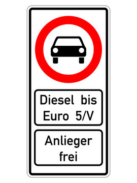 Dieselfahrverbot - Strassenverkehrsschild