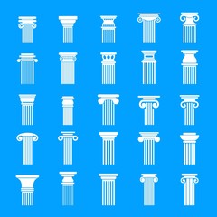 Ancient columns icons set. Simple illustration of 25 ancient columns vector icons for web