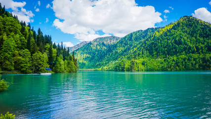 Mountains lake of Ritsa. Abkhazia