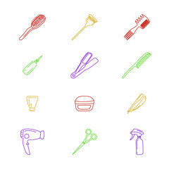 Barber tools icons set