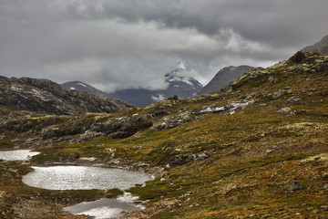 Mountain lake view. Jotunheimen National Park. Norway