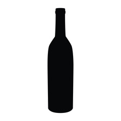 A black and white silhouette of a wine bottle