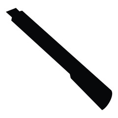 A black and white silhouette of a box cutter
