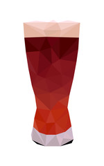 Colorful polygonal style design of dark beer in tall transparent glass