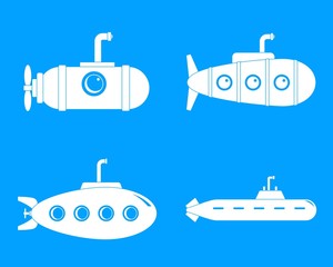 Periscope submarine telescope icons set. Simple illustration of 4 periscope submarine telescope vector icons for web
