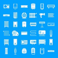 Electric heater device icons set. Simple illustration of 36 electric heater device vector icons for web