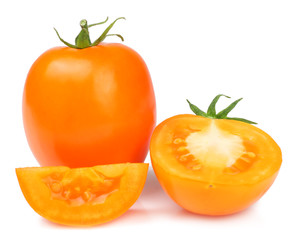 Yellow tomatoes isolated on white