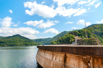 Vidraru artificial dam on Arges river in Transylvania