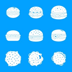 Burger sandwich bread bun icons set. Simple illustration of 9 burger sandwich bread bun vector icons for web