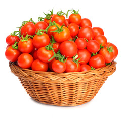 ripe cherry tomatoes on a white background