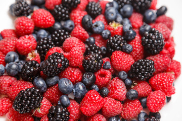 Berry texture close up. Top view flat lay.