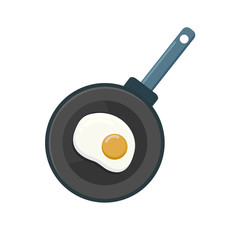 Egg are fried in a frying pan. Fast and nutritious breakfast. Omelette is delicious and healthy for lunch or dinner