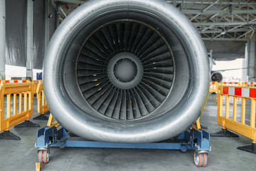 Jet turbine blade closeup, front view, nobody