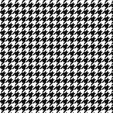 Hounds tooth vector pattern ornament. Geometric print in black and white color. Classical English  background Glen plaid for fashion design