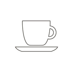 Black cup icon outline with coffee cafe restaurant food drinks tea black contour on white background