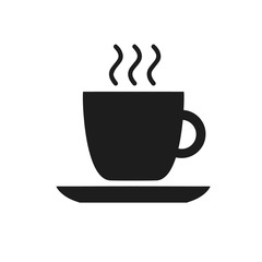 Black cup icon with coffee cafe restaurant food drinks tea black contour on white background