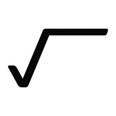 A black and white silhouette vector of a square root symbol