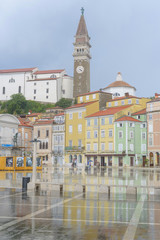 Spectacular view of Tartini Square in old town Piran