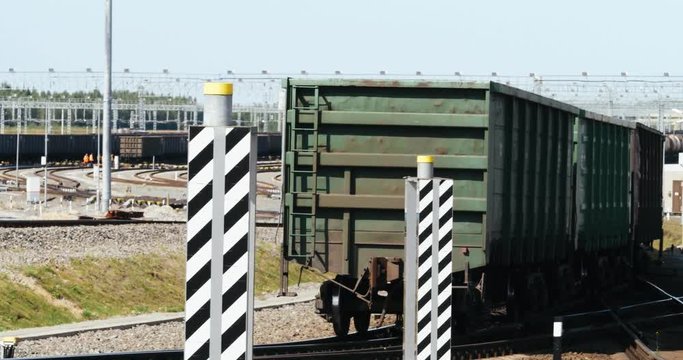 Freight train arrives at the central station