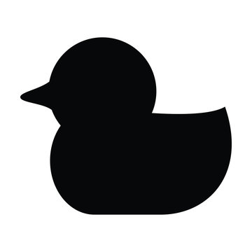 A black and white silhouette of a rubber ducky