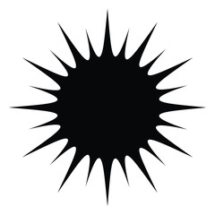A black and white silhouette of the sun