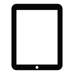 A black and white silhouette of a tablet