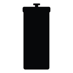 A black and white silhouette of a water bottle