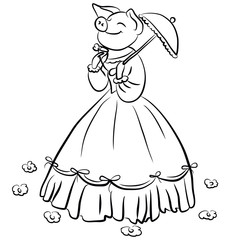 2019, animal, pigs, pig, symbol year, happy new year, new, new year 2019, art, symbol, pig vector, symbol of the year, calendar, calendars, background, card, cartoon, coloring, character,christmas