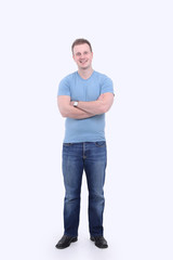 Fototapeta premium full-sized portrait.the guy in jeans and a t-shirt.
