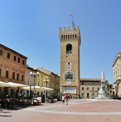 Giacomo Leopardi square in the Recanati city - Italy